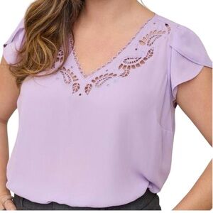 Torrid Georgette Embroidered V-Neck Tulip Short sleeve